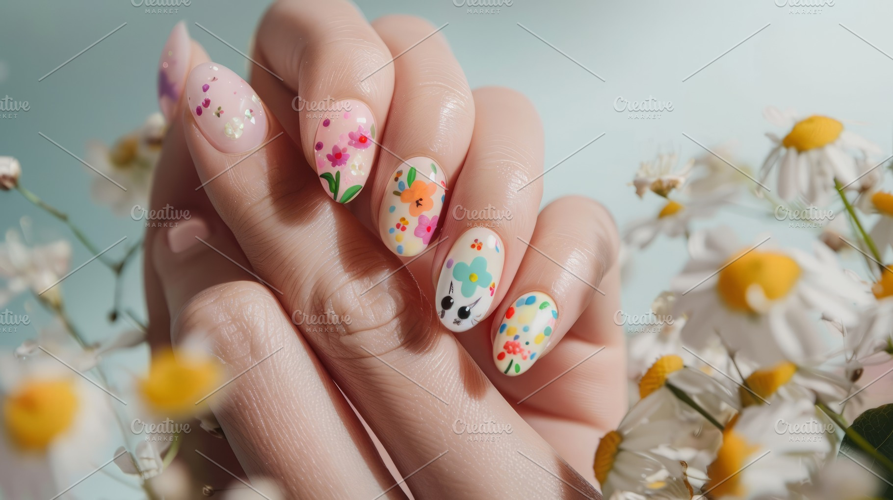 Spring Blossom Nail Art ai, a Beauty & Fashion Photo by Ocean Digital Art