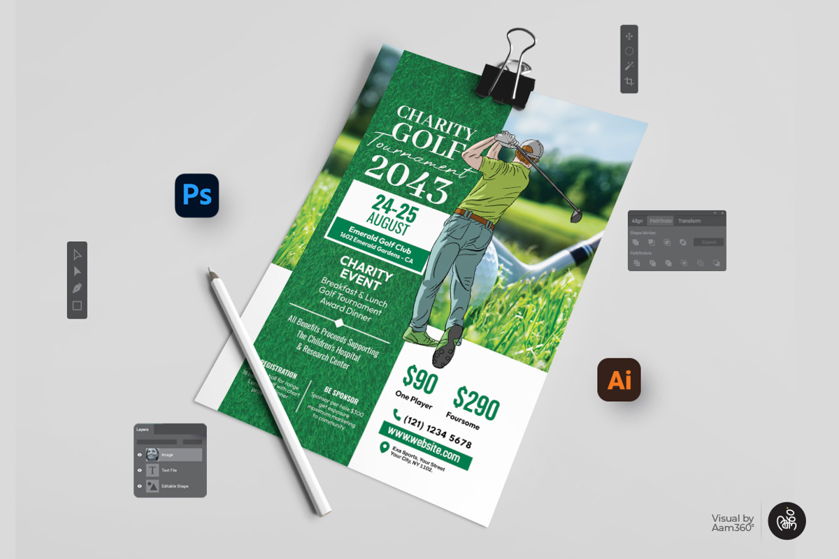 Golf Tournament Flyer Template, a Flyer Template by Aam360 (Photo 3 of 3)