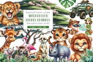 Cute Safari Animals, an Illustration by CreationArt