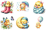 Watercolor Cute Chick Clipart, an Illustration by DreamArtGraphic (Thumbnail 4 of 5)