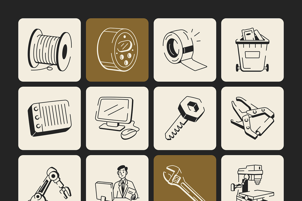 Manufacturing Doodle Icon, an Outline Icon by Vectors Market (Photo 7 of 8)