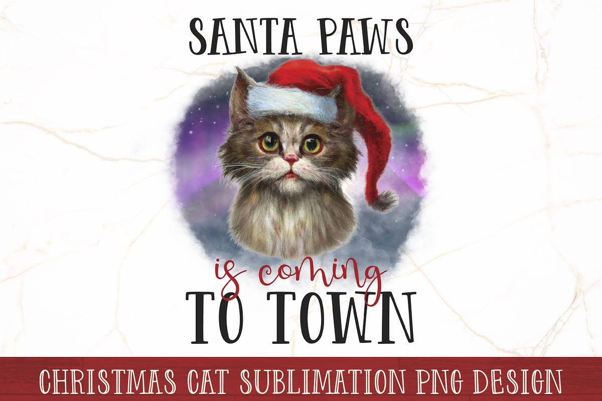 Christmas Cat Sublimation Bundle, an Animal Illustration by RossiGalleria (Photo 4 of 11)