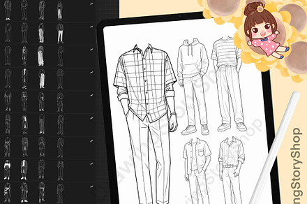 130 Procreate Man Clothes Stamps