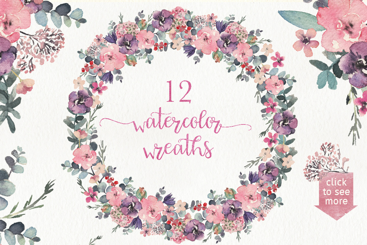 Pink Blush Floral Flower Set, a Decorative Illustration by Veris Studio (Photo 4 of 9)