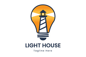Lighthouse Light Bulb Idea Logo, a Branding & Logo Template by Walldecorated