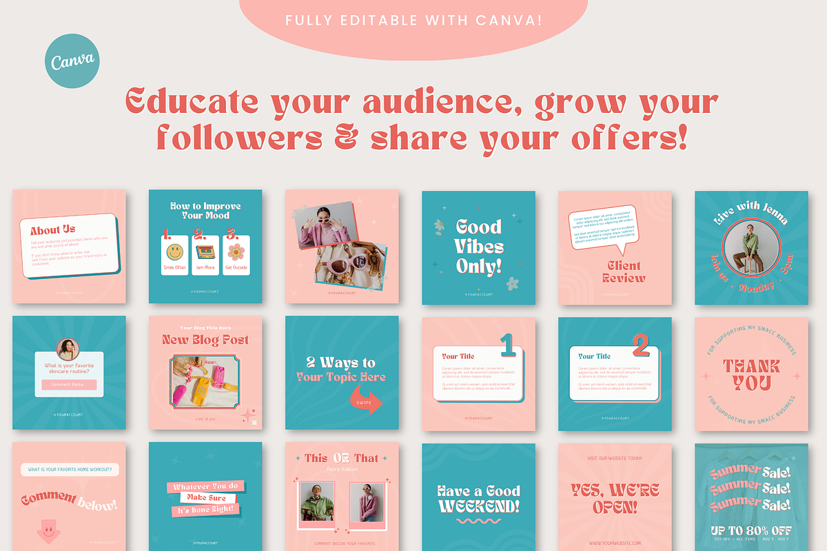 50 Instagram Post Templates - Canva, a Social Media Template by Gebers Marketing & Design (Photo 3 of 7)