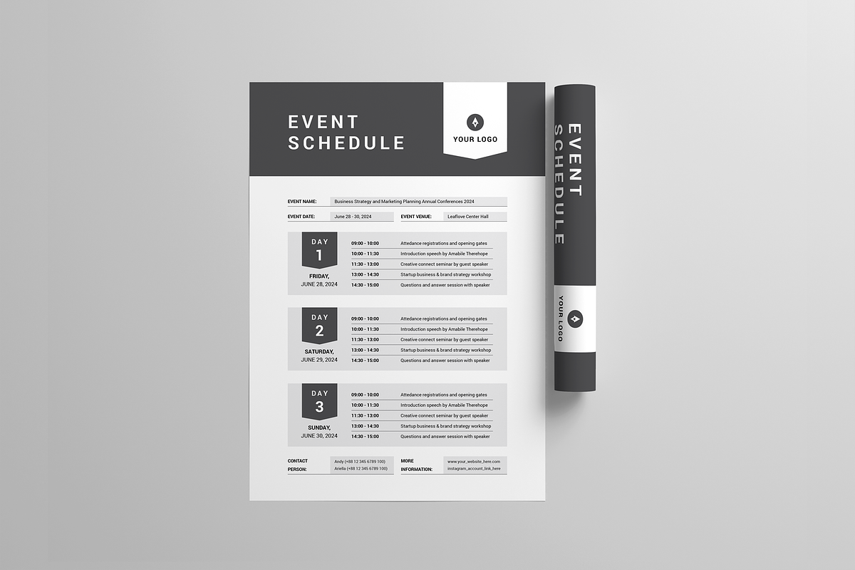 Event Schedule | MS Word & Indesign, a Stationery Template by Leaflove (Photo 4 of 5)