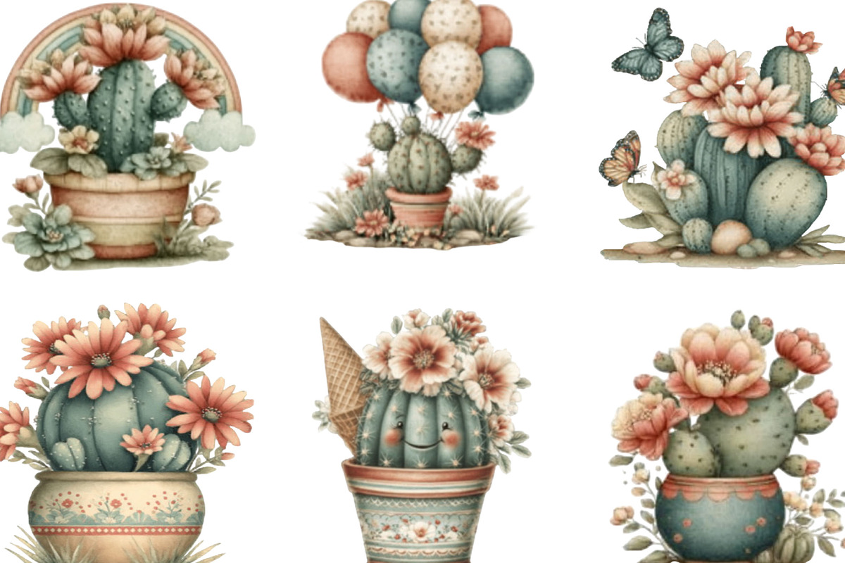 Whimsical Summer Cactus Clipart, an Illustration by Designking (Photo 2 of 5)