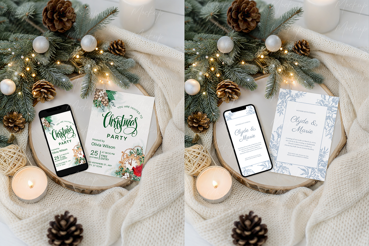 Winter Card & Phone Mockup, a Product Mockup by TatiMockup (Photo 3 of 3)