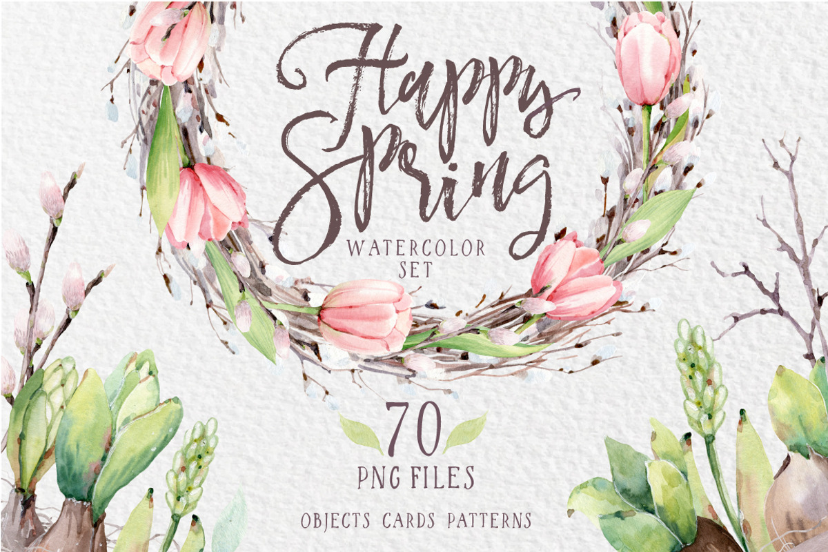 HAPPY SPRING watercolor set, an Illustration by Lemaris (Photo 1 of 8)