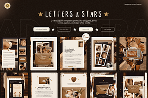 LETTERS & STARS |Instagram Templates, a Social Media Template by Ad Astra Creations