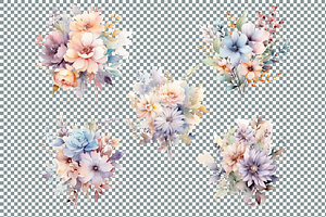 Pastel Wildflowers Bouquet PNG