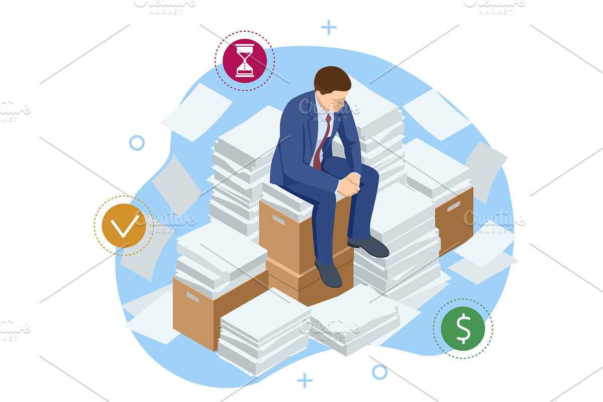Isometric business deadline concept, a Finance Illustration by Golden Sikorka
