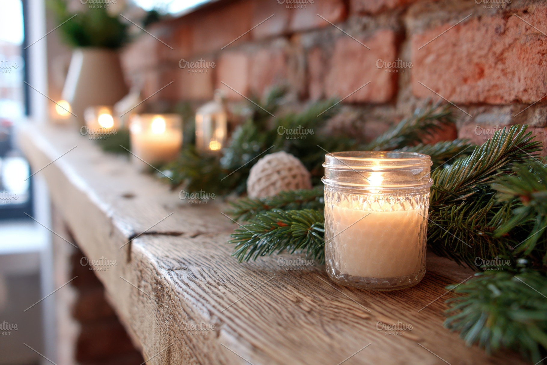 Cozy candlelit scene with rustic decor, a Holiday Photo by AlyaAnd