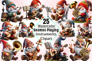 Gnomes Playing Instruments Sublimati, an Illustration by SVGArt