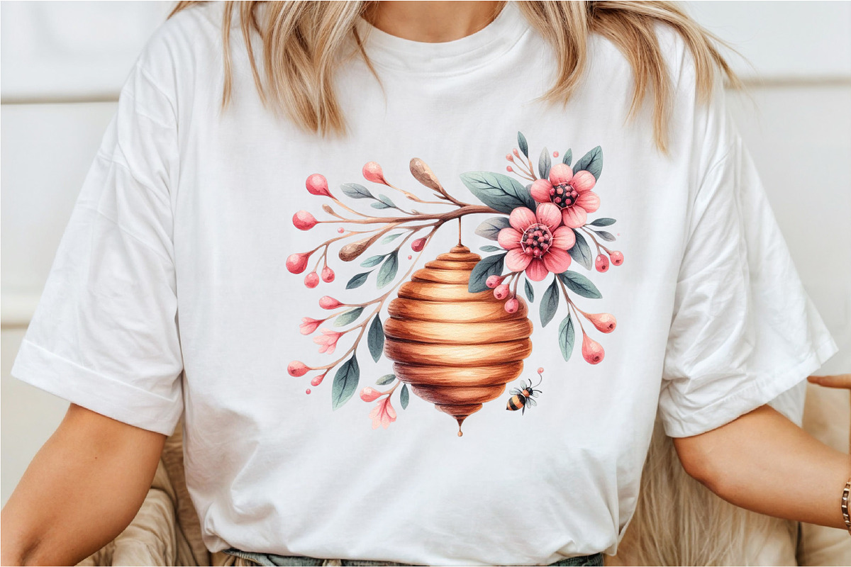 Pink Summer Bees Garden Clipart, an Illustration by Rose Art (Photo 4 of 8)