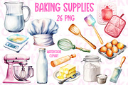 Baking Supplies Watercolor Clipart, a Food Illustration by LekoArt (Thumbnail 1 of 6)