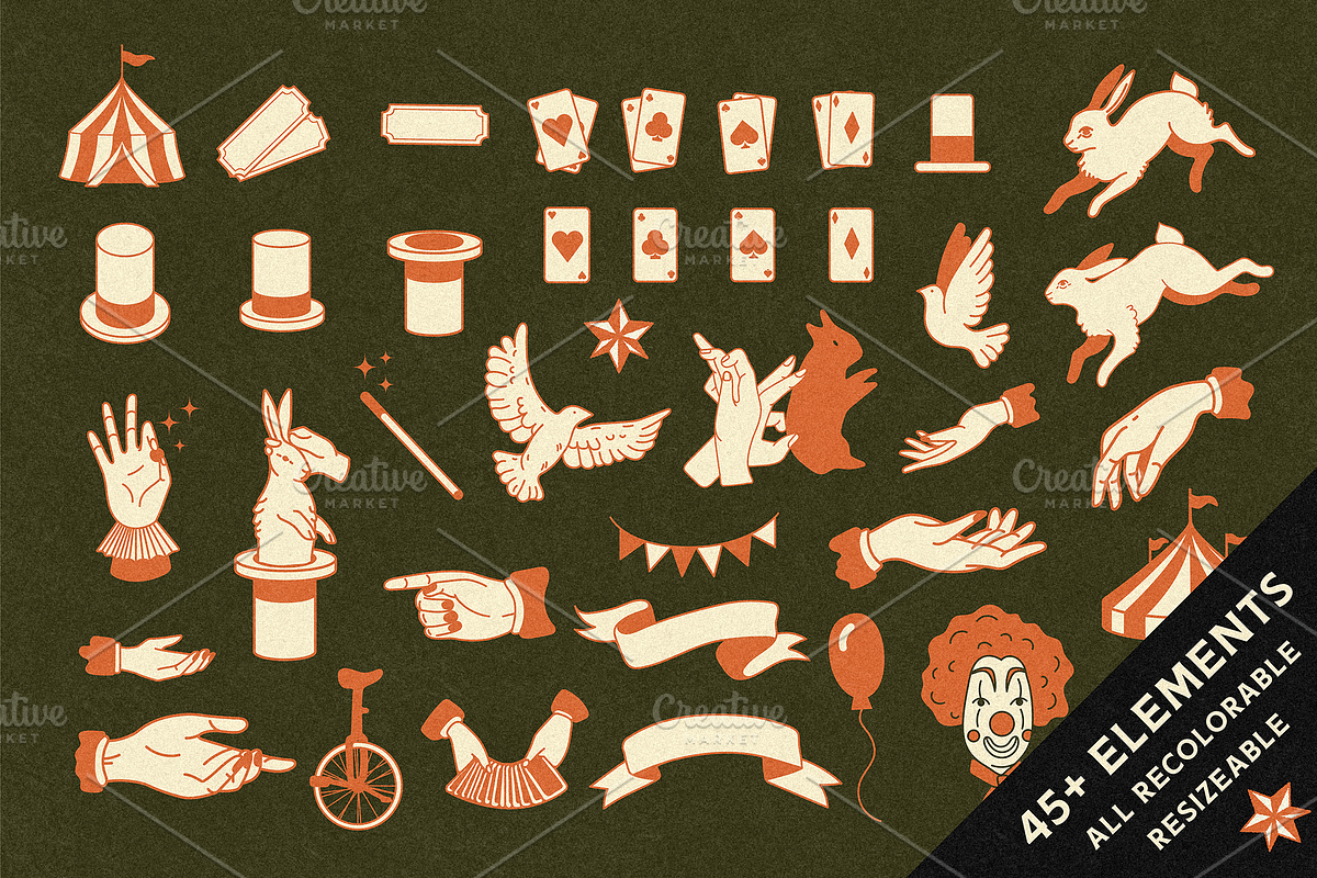 Little Circus | Graphic Elements, a Decorative Illustration by GRPXSTORE (Photo 2 of 4)