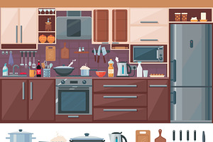 Kitchen Interior Elements Set