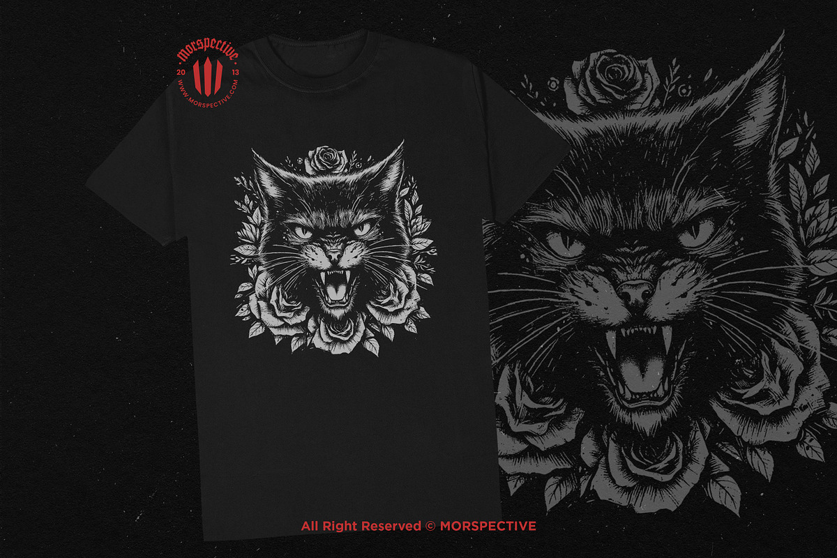 10 Bundle Dark Art Cat Floral Rose, an Illustration by Morspective (Photo 2 of 7)