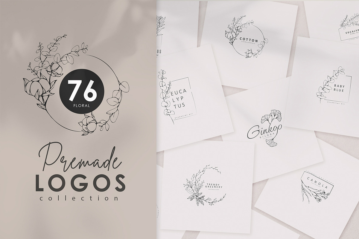 76 Floral premade logos, a Branding & Logo Template by Merfin (Photo 1 of 10)
