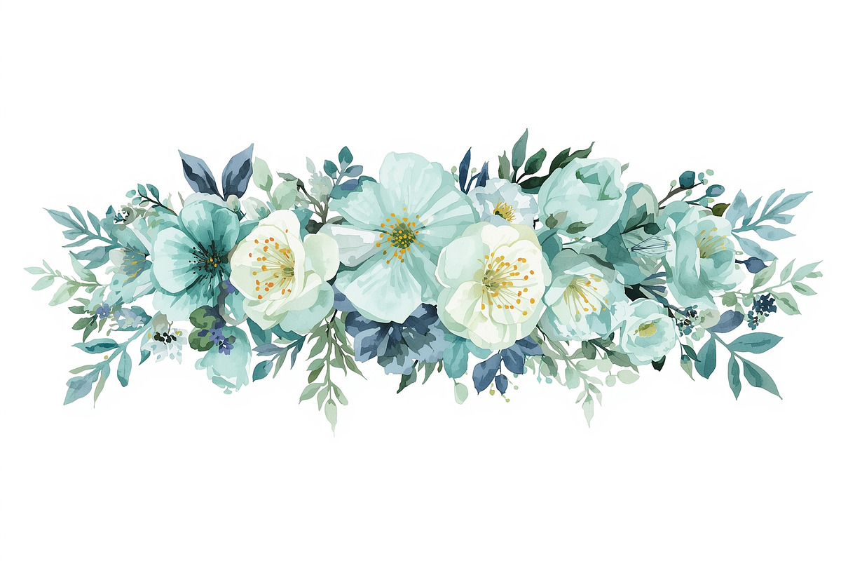 Elegant Blue Watercolor Blooms, an Illustration by Amazin_art (Photo 3 of 11)