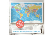 Vector World Map - Large&Detailed, a Decorative Illustration by PorcuPen Works (Thumbnail 9 of 10)