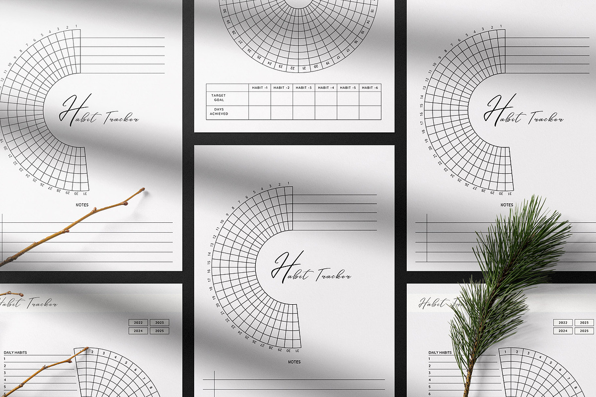 Editable Habit Tracker Bundle Pack, a Stationery Template by Design Zone