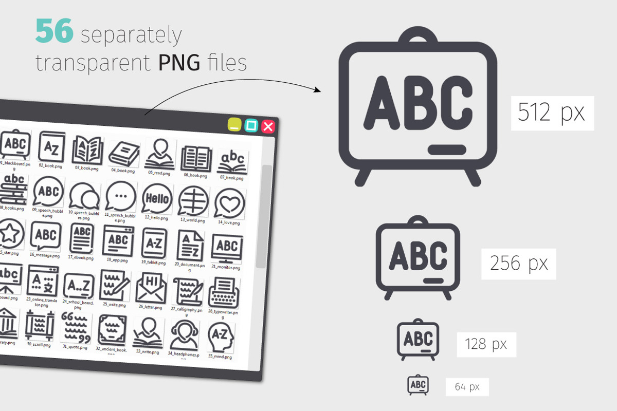 Linguistics Line Icons Set, an Outline Icon by Voysla's Shop (Photo 3 of 4)