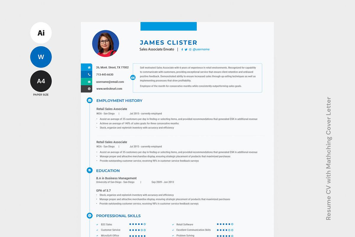 Sales Associate Resume Template, a Resume Template by iDoodle Studio (Photo 1 of 4)