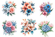 Pink Aqua and  Floral Bouquets, an Illustration by Designworld (Thumbnail 6 of 7)