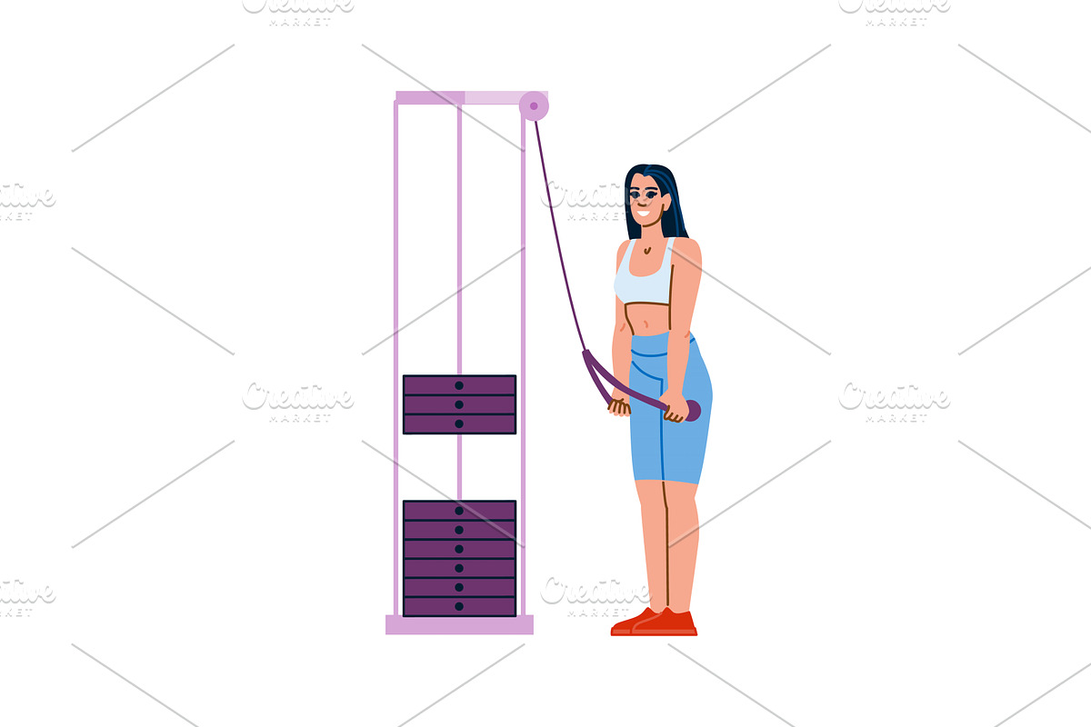 Woman exercising back muscles using, a Sport Illustration by pikepicture