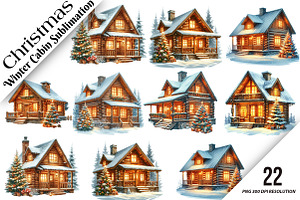 Christmas Winter Cabin Sublimation, an Illustration by DreamArtGraphic
