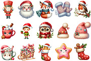 Cute Christmas Watercolor Clipart, an Illustration by Designking (Thumbnail 3 of 5)