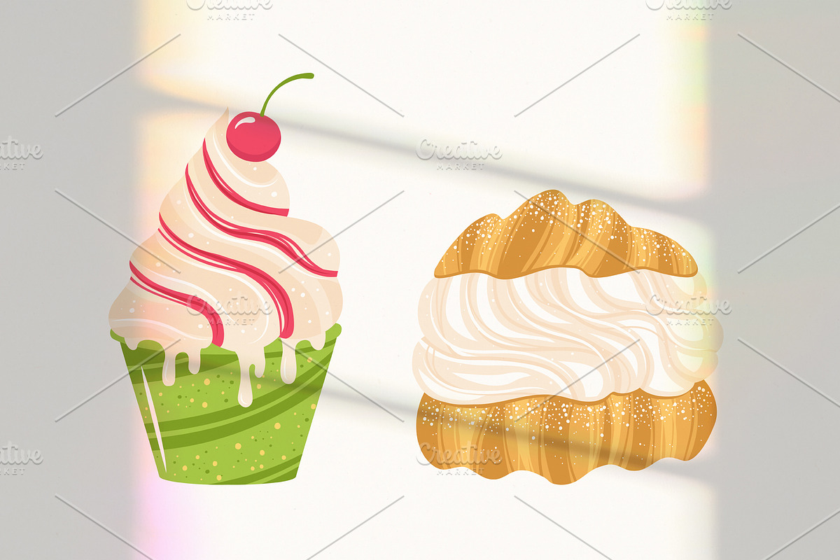 Cakes ice cream desserts cake slices, a Food Illustration by Neliakott ♥ (Photo 5 of 11)