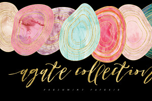 Watercolor AGATE Clipart - Gemstones