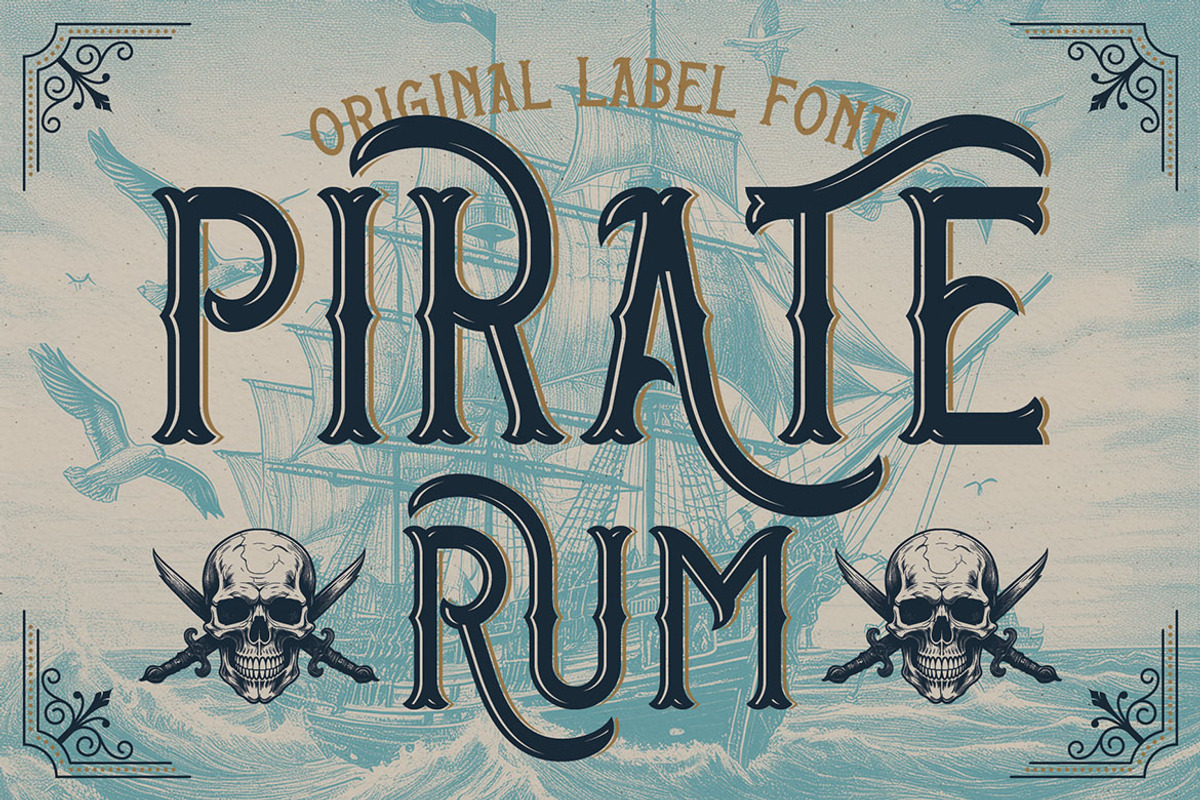 Pirate Rum Vintage Label Font, a Serif Font by JumboDesign (Photo 1 of 6)