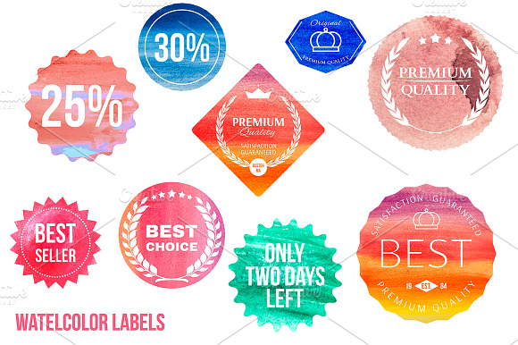 Set Of Watercolor Shopping Icons