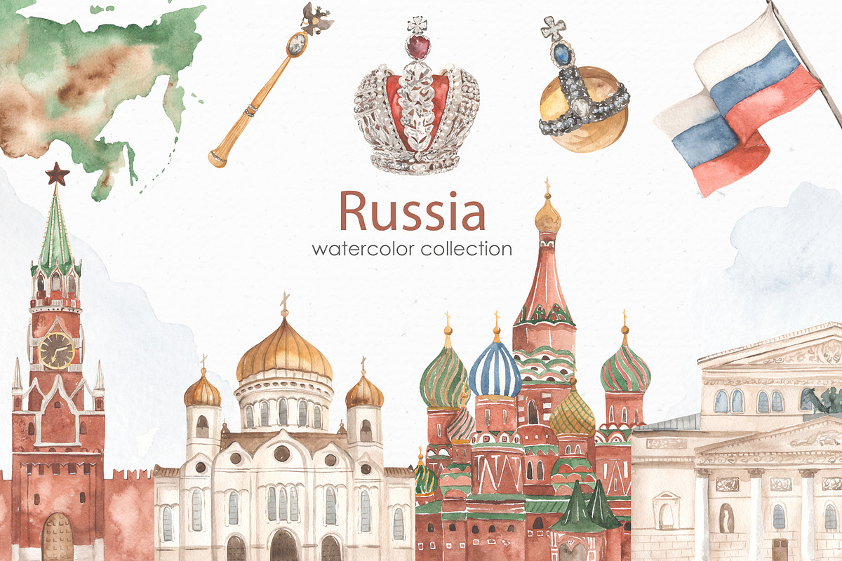 Russia watercolor collection, a Texture Illustration by Marina Ermakova (Photo 2 of 11)