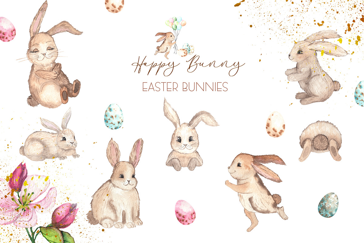 Easter Bunny. Watercolor collection, an Object Graphic by Ana-Sakuta (Photo 24 of 27)