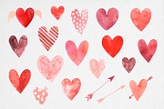 Watercolor Hearts Clipart PNG, a Decorative Illustration by MilanaDesignShop (Thumbnail 2 of 3)