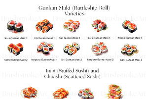 Watercolor Sushi, Japanese Food PNG