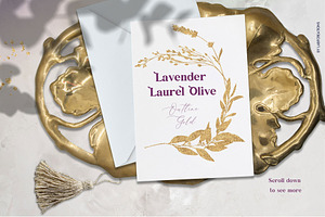 Lavender Watercolor Laurel Olive