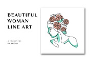 Line Art Woman Flower Illustration, a Decorative Illustration by Brand_Hero (Thumbnail 1 of 4)
