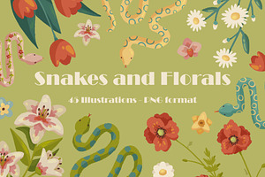 Snakes and Florals - Illustrations, an Animal Illustration by Satilluss