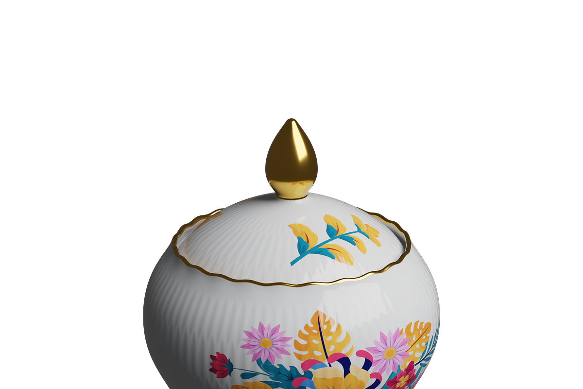 Floral Sugar Bowl with Lid 3D, an Object 3D Model by Wencory (Photo 1 of 2)