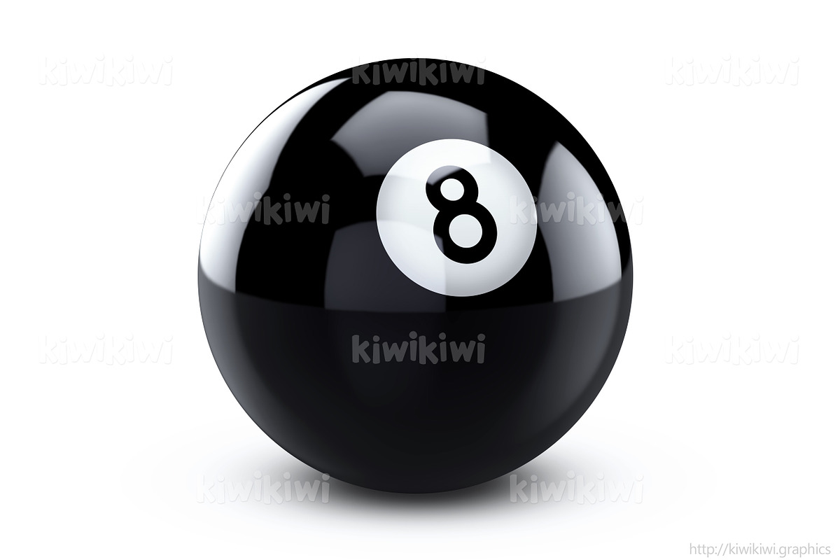 Black eight ball 3d illustration, an Object Graphic by PSDgraphics