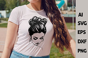 Messy Bun Svg Bundle, Woman Face, a Person Illustration by FancyDesignStudio (Thumbnail 6 of 8)