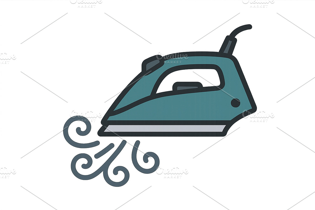 Steam iron producing steam in a, an Object Illustration by ZinetroN
