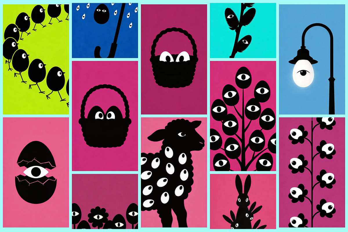 Odd Parade. Easter and humanoid eyes, a Background Graphic by AI Petr Creative Agency (Photo 4 of 7)